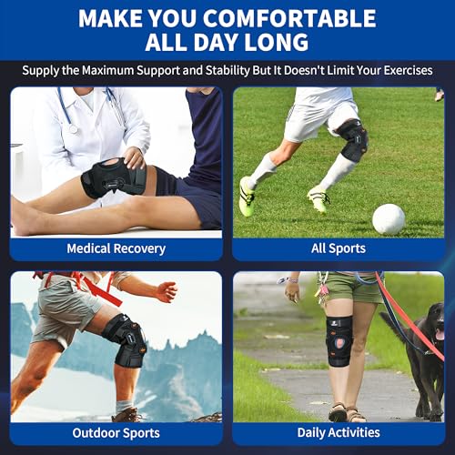 Plus Size Knee Braces for Knee Pain, Adjustable Knee Brace for Men and Women with Dual Removable Metal Hinges, Hinged Knee...