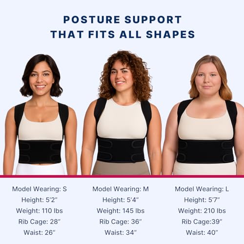Fit Geno Back Brace Posture Corrector for Women and Men, Shoulder Straightener, Adjustable Full Back Support, Upper and Lo...