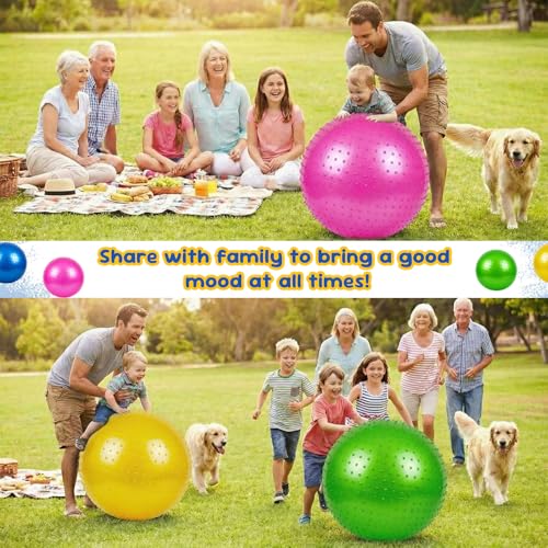 Jerify 4 Pcs 33.5 Inch Big Knobby Balls for Kids Large Spiky Bouncy Sensory Ball Giant Soft Inflatable Massage Playground ...