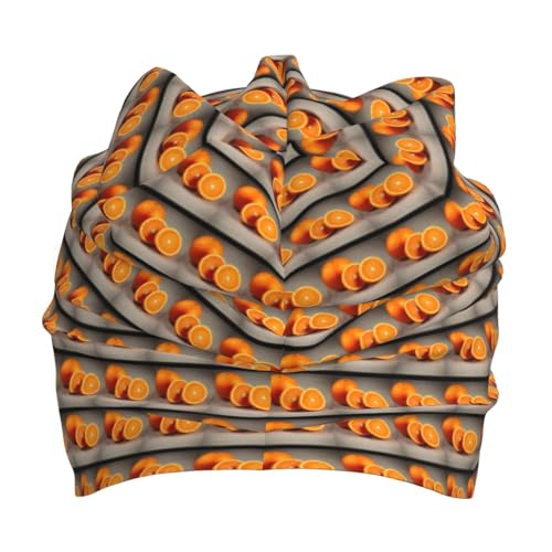 YANYU Orange Fruit Print Soft Beanie Winter Hat Warm Thermal Cap Headwear for Snow Play Outdoor Activities
