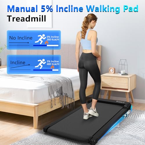 3-in-1 Walking Pad with Incline,2.5 HP Under Desk Treadmill for Home Office,265 LBS Compact Walking Treadmill with LED Dis...
