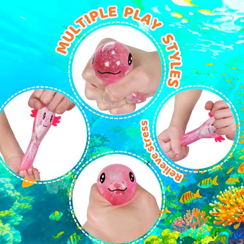 Axolotl Squishy Stress Relief Toy Glitter Fidget Toys Cute Malt Sugar Axolotl Toy Fidget Toys Adults Fidget Toy for Kids Y...