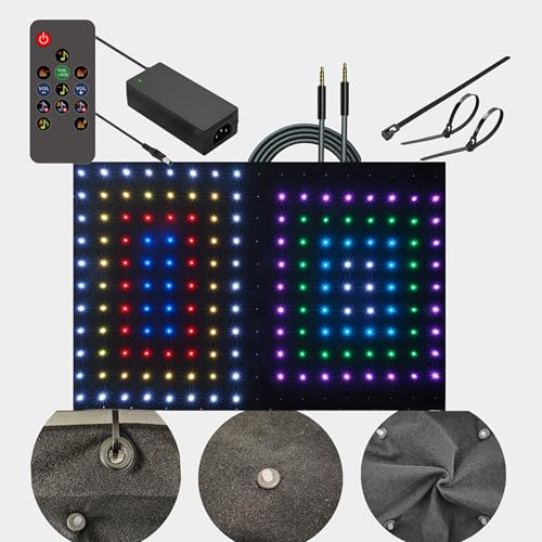 KHXED DJ Stage Light Pro 6.5x9.8ft LED Motion Drape Sound-Activated Rhythm Lights with Remote, 150+ Music Motion Effects f...