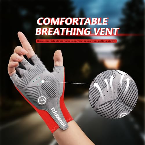 Rioomui Cycling Gloves,Anti-Slip 5mm Padded Biking Gloves for Men Women Shock-Absorbing Summer Breathable for Road Bicycle...