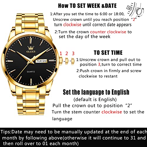 OLEVS Classic Men Watches with Date,Stainless Steel Man Watch with Date, Bussiness Watches for Men,Luminous Quartz Mens Wa...