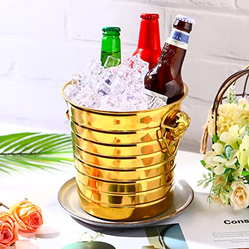 Pinkunn 6 Pack Stainless Steel Champagne Bucket 3 Qt Metal Ice Bucket Double Wall Wine Buckets with Handles Party Beverage...