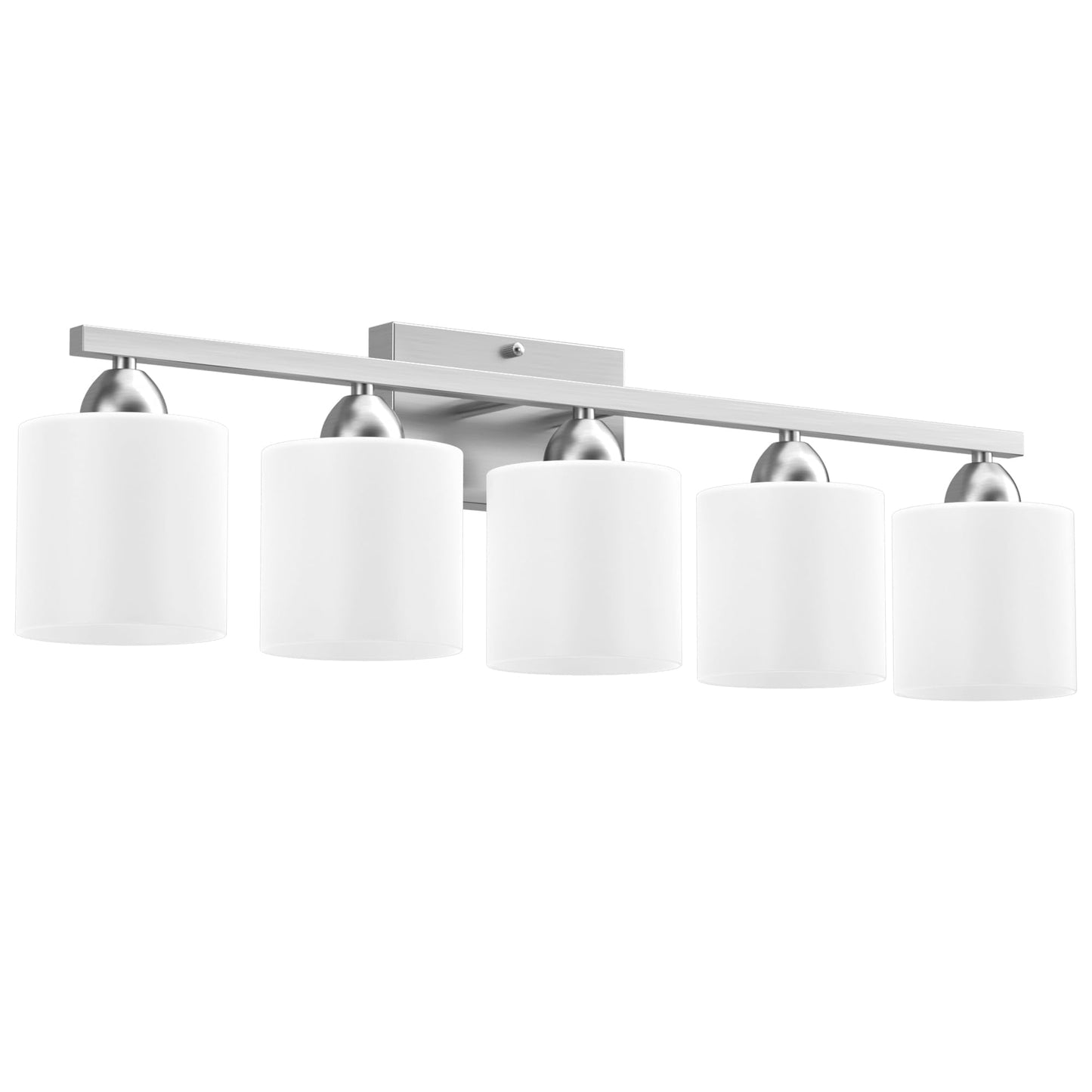 Dekang Bathroom Lighting Fixtures Over Mirror, Anti-Rust Vanity Light Fixture for Bathroom, Modern 5-Light Wall Sconce Light for Living Room, E26 Base, Milky White Glass Shades, Bulbs Not Included