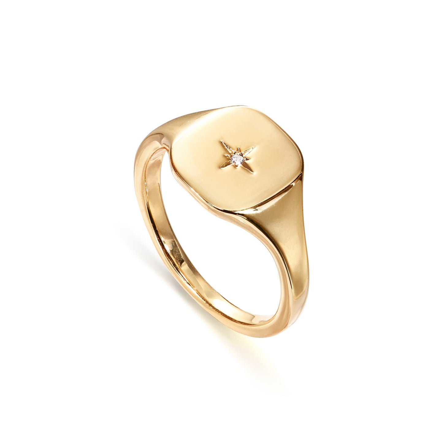 PAVOI 14K Gold Plated Signet Ring for Women | Bold Stackable Ring (Yellow Gold, 8)