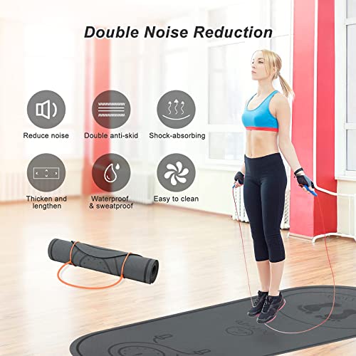 dofopo Jump Rope Mat 71"/63"x24" Larger Non-Slip Indoor Outdoor Exercise Fitness Mat, High-Density Workout Shock Absorptio...