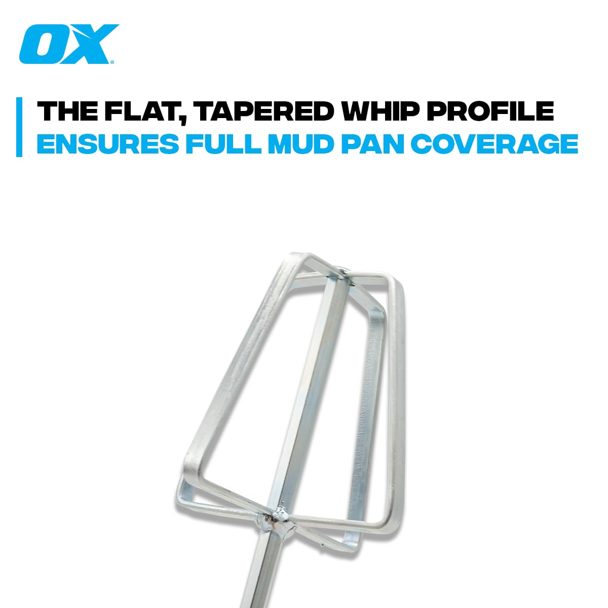 OX Tools Drywall Mud Mixer - Quick Mixing Joint Compound Mixer with Steel Construction, Fits 1/4" Quick Connect - Flat Profile Perfectly Fits Mud Pan, Easy to Clean Finish as a Paint or Cement mixer