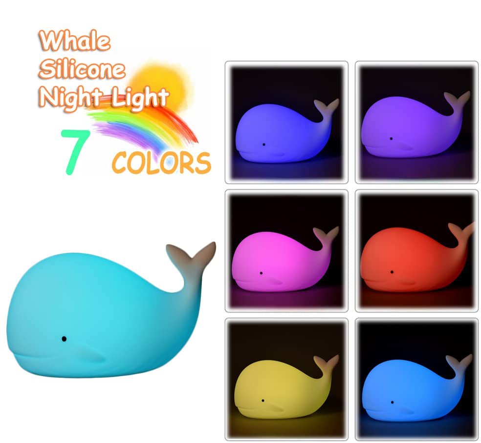 Tripro Whale Silicone Nursery Night Light Beach Room Decor Desk Lamp Toys Bedroom Decorations Gifts For Toddlers Girls And Boys  Baby Kids Teens