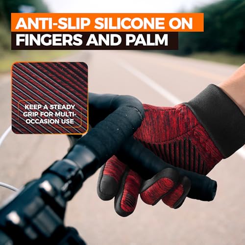 rivmount Lightweight Winter Running Gloves, Touch Screen & Anti-Slip Warm Thermal Glove Liners, Cool Weather Driving Cycli...