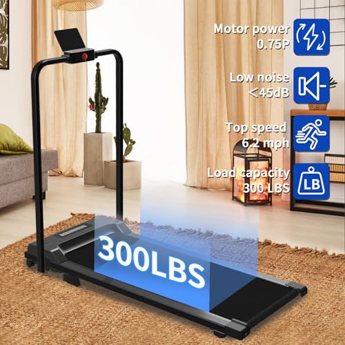 Foldable Treadmill with Manual Incline, 6.2 MPH Compact for Home Use, Features LED Monitor and Safety Stop Key, Adjustable...