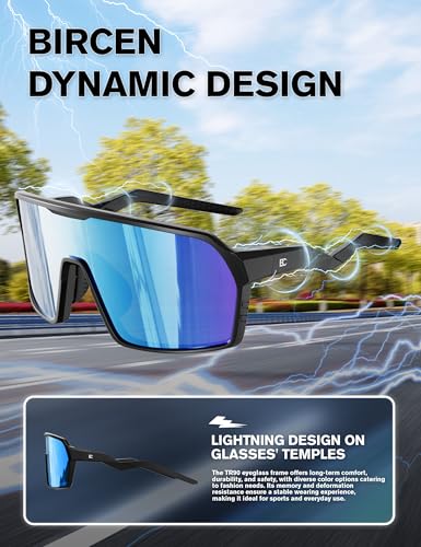 BIRCEN Polarized Baseball Sunglasses for Sports: TR90 Lightweight Running Sunglasses Cycling Glasses for Outdoor Runners MTB