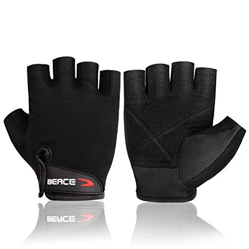 BEACE Weight Lifting Gym Gloves with Anti-Slip Leather Palm for Workout Exercise Training Fitness and Bodybuilding for Men...