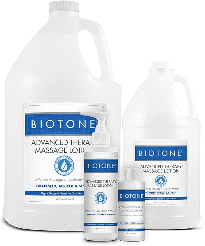 BIOTONE Advanced Therapy Massage Lotion, Hypoallergenic and Fragrance-Free, More Glide and Workability, Absorbs for a Non-...