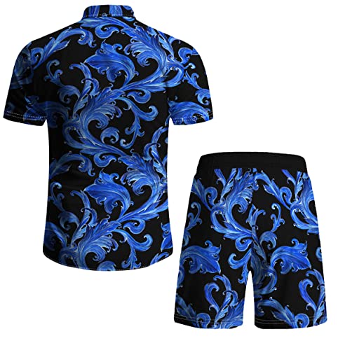 RPOVIG Beach Outfit Matching Shirts Shorts Men's Hawaiian Festival Floral Clothes 2 piece Sets with Bucket Hat