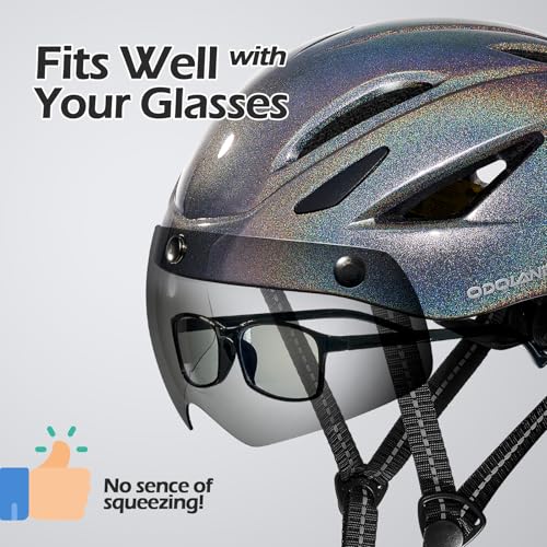 Odoland Bike Helmet with Magnetic Sun Visor for Adults, Glasses-Friendly Design Adjustable Dial Cycling Helmet for Men & W...
