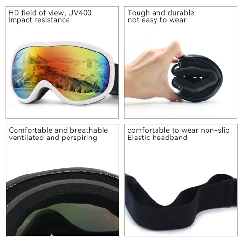 YLYUELANG OTG Ski Goggles for Men & Women, 100% UV Protection Snowboard Goggles, Over Glasses Anti-Fog, Scratch Resistant ...