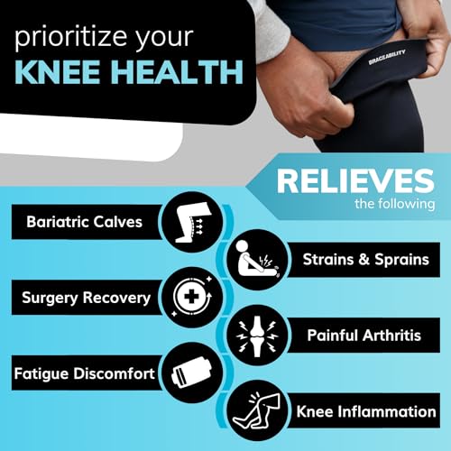 BraceAbility Plus Size Neoprene Knee Sleeve - Compression Support Brace for Bariatric Women or Men with Arthritis Joint Pa...
