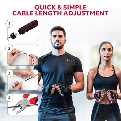 Jump Rope – Speed Jump Rope with Ball Bearings and Adjustable Cable – Jumping Cable for Men, Women, Kids – Ideal for Box, ...