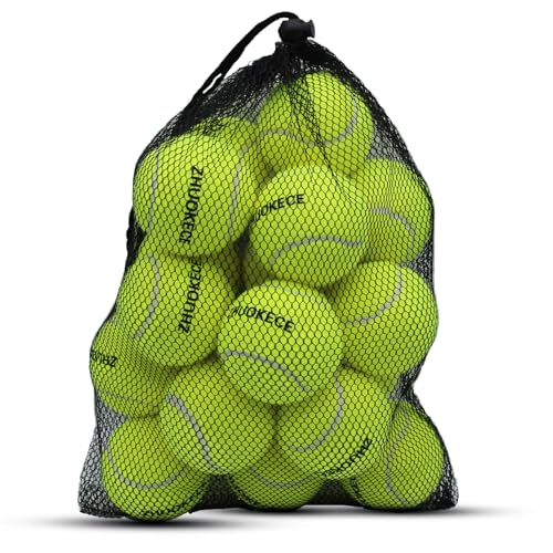 ZHUOKECE Tennis Balls, 18 Pack Training Tennis Balls Practice Balls with Mesh Bag for Easy Transport, Pet Dog Playing Ball...