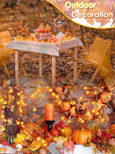 Fall Decorations 3D Pumpkin Fairy Lights Battery Operated With Remote  10Ft 30 Led Waterproof String Lights Outdoor Indoor With 8 Modes & Timer For Garland Harvest Party Thanksgiving Halloween Decor