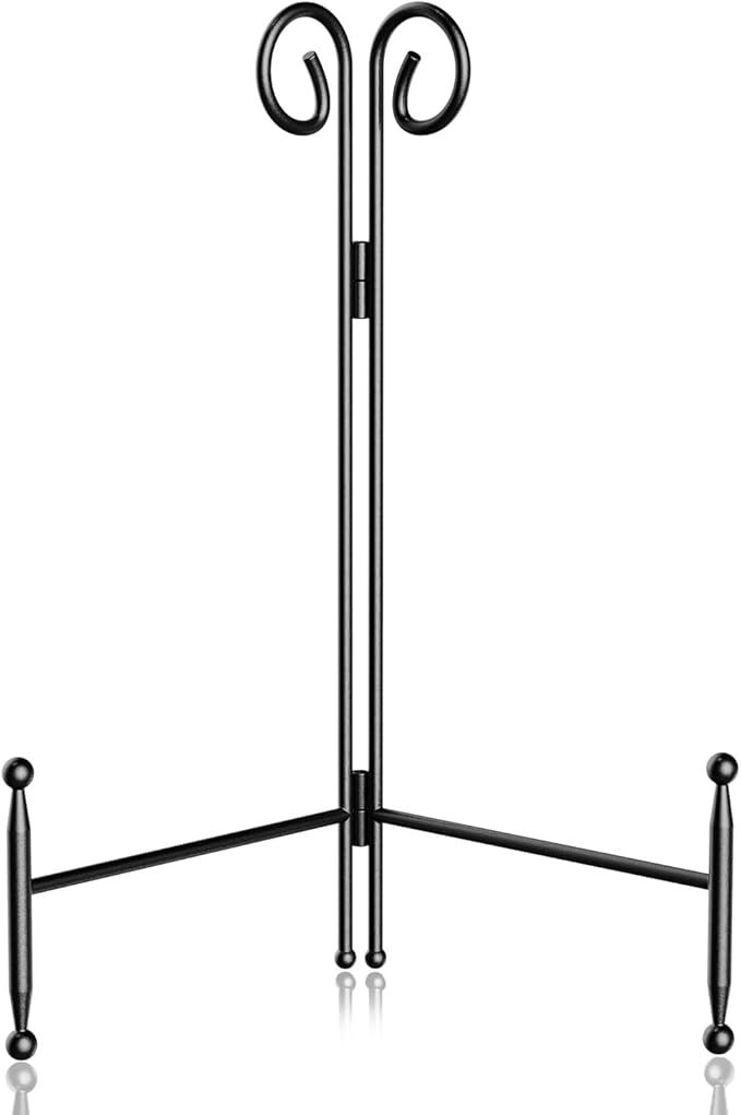 SVENJBB Plate Stands for Display, 8 Inch Plate Holder Display Stand, Black Picture Frame Stand for Table, Decorative Easel Stand for Photo, Art, Plates and Books