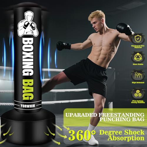 Freestanding Punching Bag for Adults Teens, 70'' Heavy Boxing Bag with Stand with Gloves, Pump and Jump Rope, Women Men St...
