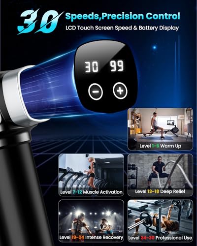 CAMEFER Deep Tissue Massage Gun, Portable Percussion Electric Muscle Massager for Pain Relief, Handheld Massagers with 30 ...