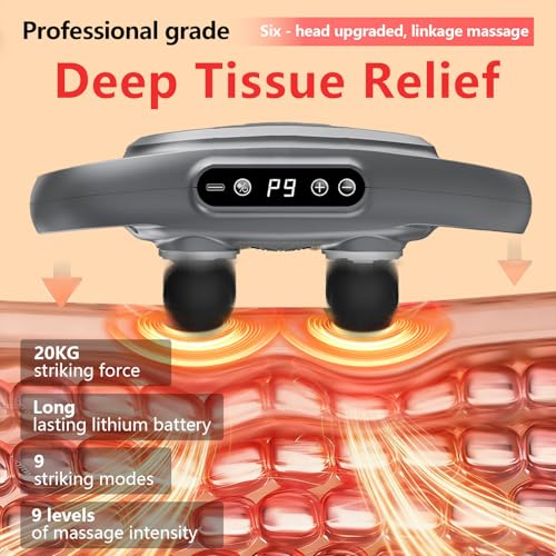 Gaolerbee 6-Head Massage Gun Deep Tissue Back Massager - 9Levels & 9Modes Electric Massagers Effectively Relieves General ...