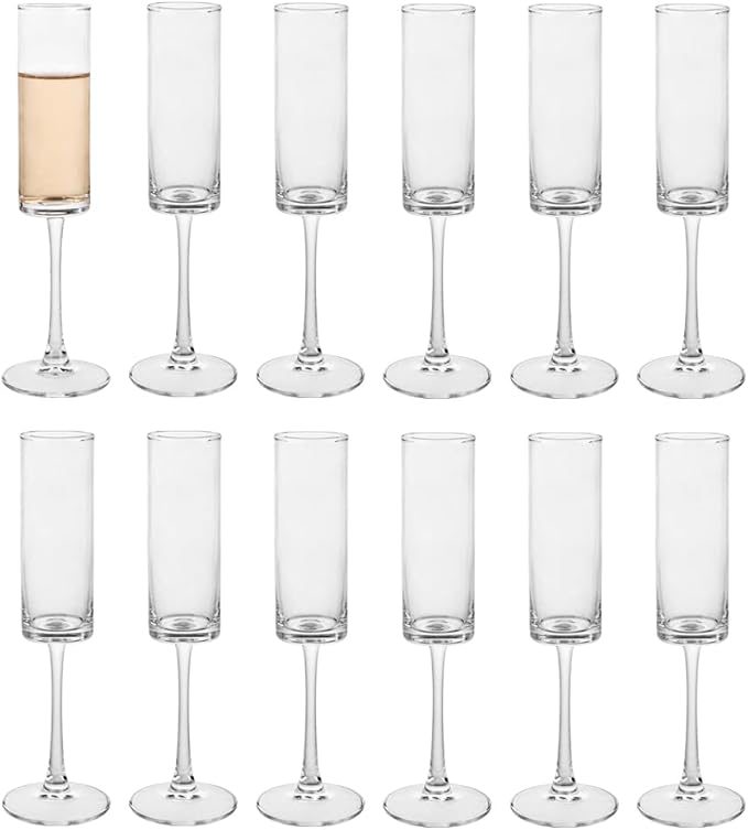 BTGLLAS Champagne Flutes Set of 12, 160ML - Elegant Glass Champagne Flutes for Celebrations - 5.5oz Capacity, Clear (Glas...