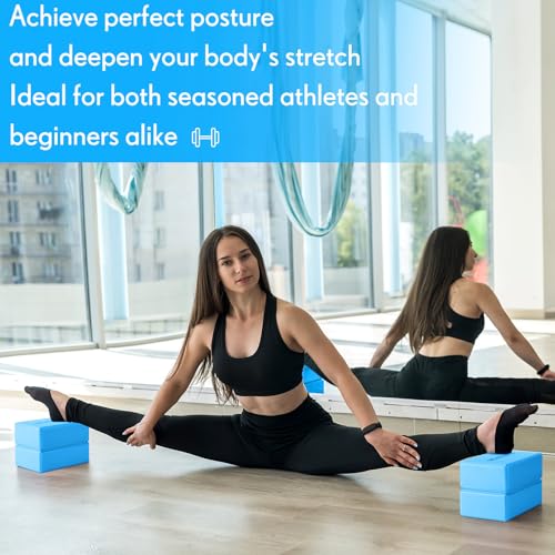 RoundFunny 4 Pack Yoga Blocks Non Slip Pilates Brick Foam Blocks Pilates Dance Gymnastics Workout Fitness Props Tool for S...