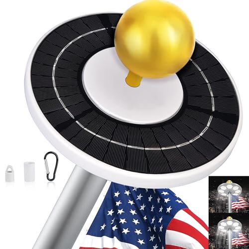 Aurolit Flagpole Light Solar Powered, 6 Updated Ultra Bright 160 LED for 15-25 Ft Poles, 15 Hour Dusk to Dawn Auto On/Off,...
