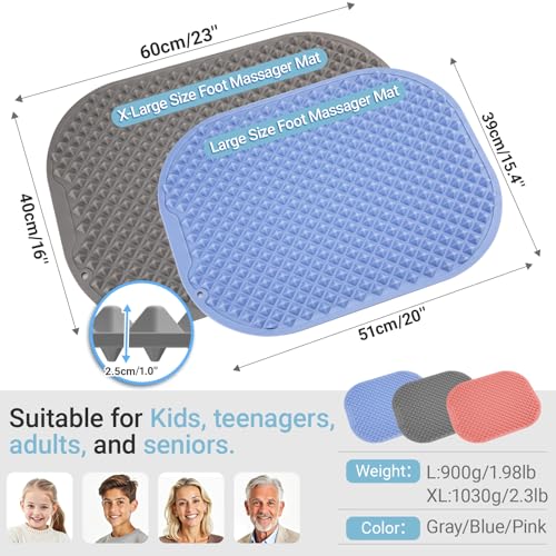 GEENOA Upgrade Silicone Foot Massager Mat with Dual-Side Usage, Large Reflexology Mat for Feet Relaxation, Foldable Foot A...
