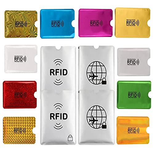 Luumxai 16 RFID Blocking Sleeves Set (10 Credit Card Holders & 4 Passport Protectors) Identity Theft Protection Secure Sle...
