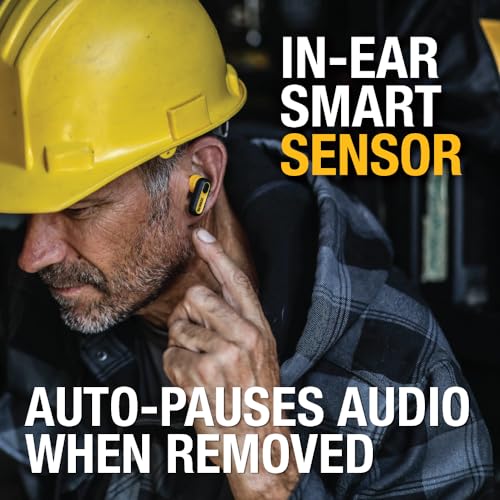 DEWALT Heavy Duty True Wireless Ear Buds, Bluetooth Headphones with Type C Charging Case Included, Over 37 Hours of Batter...