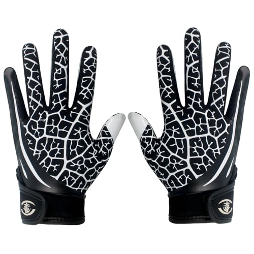 GOWISDOM Youth Football Receiver Gloves, Kids Silicone Grip Football Gloves for Boys Girls with Super Stick