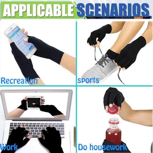 Utaly Fingerless Recovery Gloves Stretchy Hands Office Unisex Half Finger Joint Support Gloves