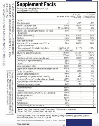 SpectrumNeeds® by NeuroNeeds – Comprehensive Nutritional Support with 33 Active Ingredients for Overall Well-Being Lemon F...
