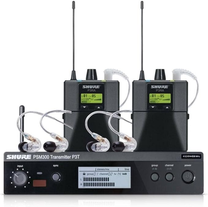 Shure PSM300 P3TRA215TWP Pro Wireless in-Ear Personal Monitor System with SE215-CL Earphones, Twinpack - H20 Band
