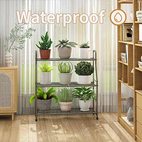 Simple Trending Plant Stand Outdoor Indoor 3 Tier Metal Waterproof Plant Shelf for Living Room Balcony Garden