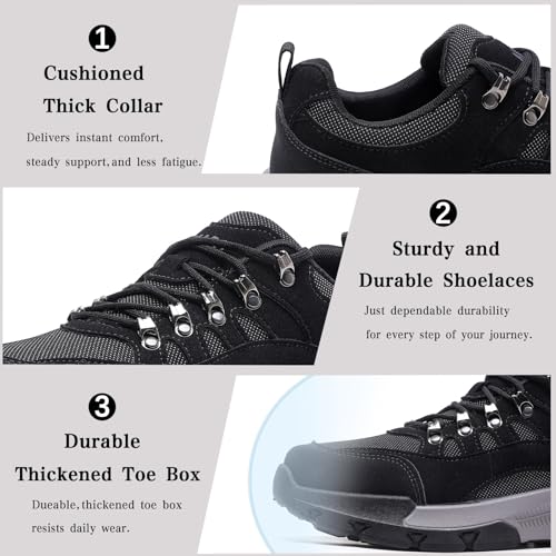 AMAPO Hiking Shoes for Men, Lightweight Breathable Outdoor Trekking and Trail Sneakers Medium and Wide Width