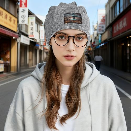 New York Manhattan Bridge Night Print Lightweight Waffle Pullover Hat Men Women Winter Headwear Outdoor Camping Travel
