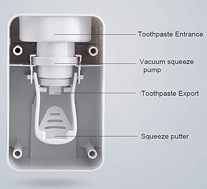 Automatic Toothpaste Dispenser for Kids, 2 PCS Toothpaste Squeezer for Kids & Family Shower Decor, is Wall Mounted Bathroom Accessories Organizer (Grey+Black, 2PACK)