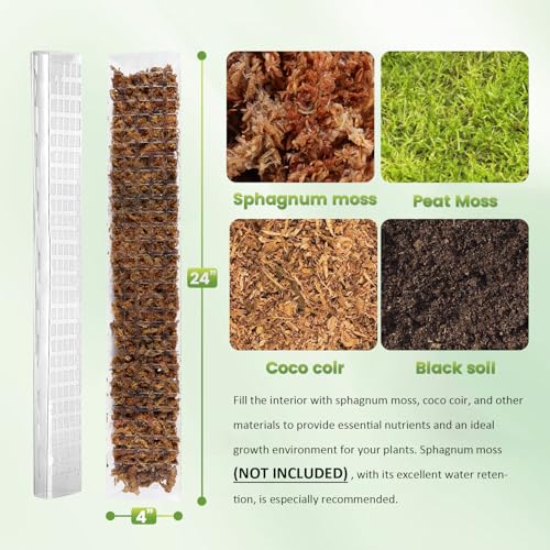 EOX 8 Pcs 24 Inch Plastic Moss Pole for Monstera, Large D Shaped Poles for Climbing Plants Work with Sphagnum Moss, Garden...