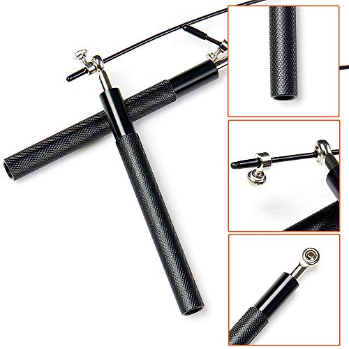 Speed Skipping Rope Adjustable Jumping Rope with Aluminium Alloy Handle and Ball Bearing Tangle-Free Exercise Rope for Hom...