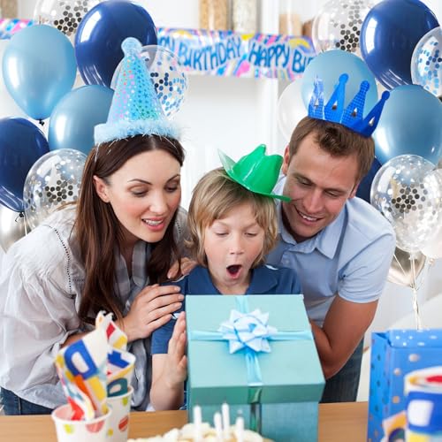Blue and White Balloons 12 Inch Navy Blue Balloons Latex Confetti Balloon Party Decorations for Graduation Fathers Day Bir...