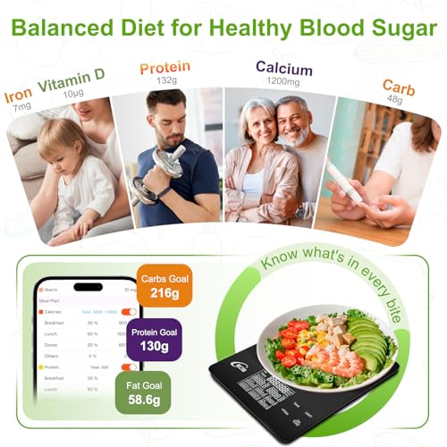 KOK Smart Food Scale with 30 Nutritional Calculator, Coffee Timer Function APP, Track Calorie, Macro, Carb for Weight Loss...