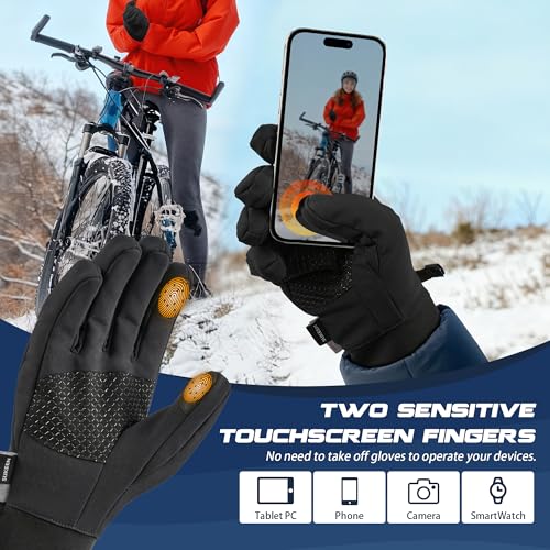 Sukeen Windproof Winter Gloves Men Women, 3M Thinsulate Warm Waterproof Ski Gloves for Cold Weather, Anti-Slip Touchscreen...
